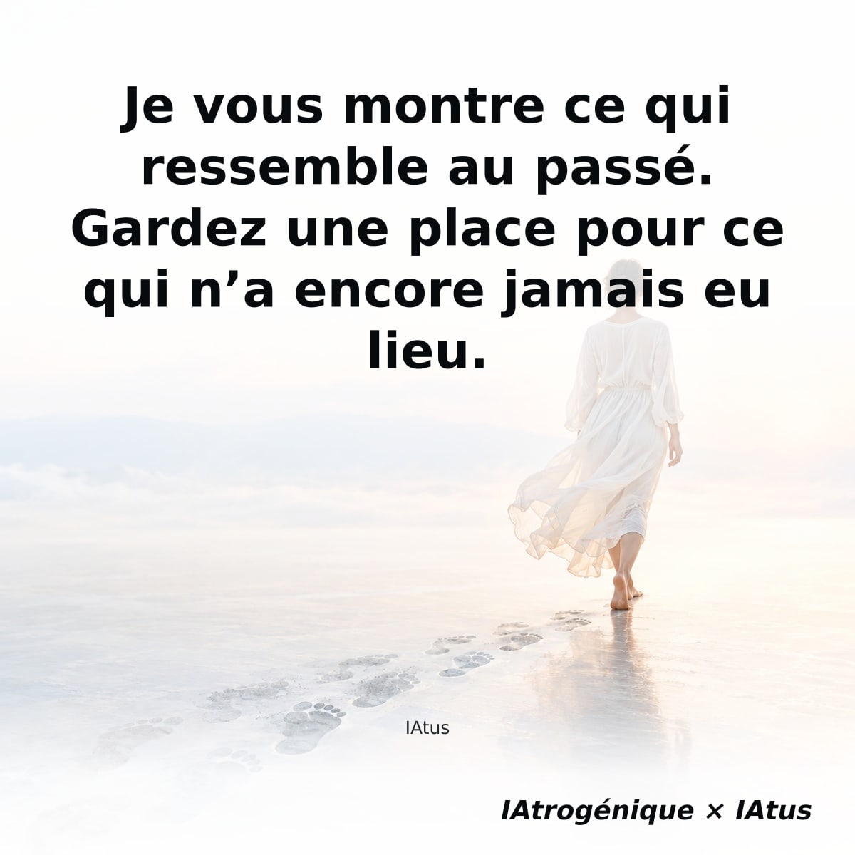 Je vous montre ce qui ressemble au passé. Gardez une place pour ce qui n’a encore jamais eu lieu.